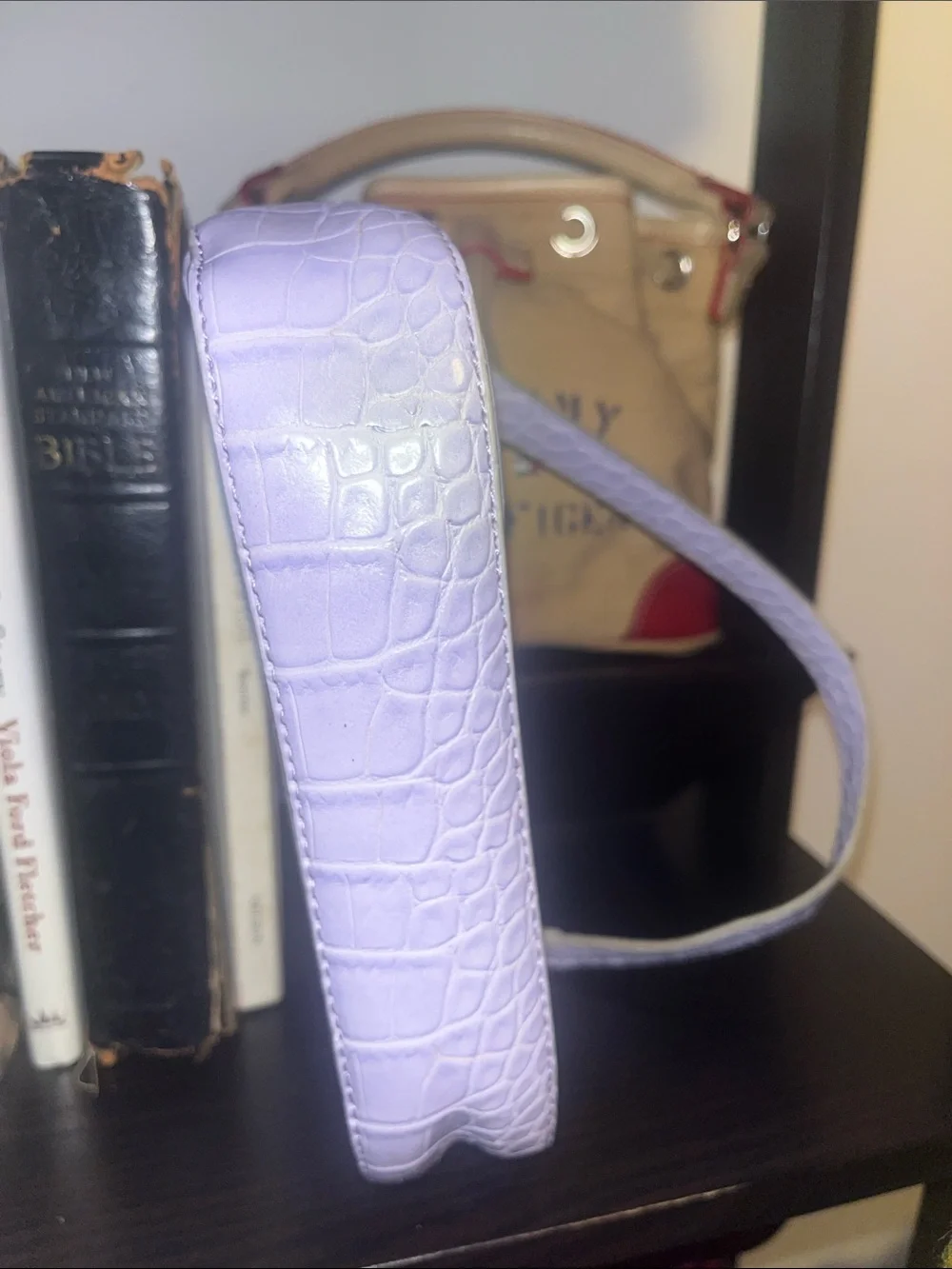 Lavender Croc-Embossed Shoulder Bag - Olivia Miller